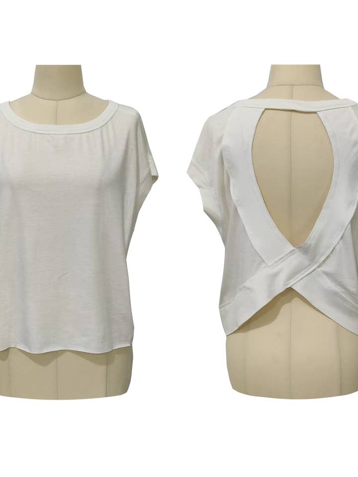 HIDDENBRAND - Wholesale T-Shirt - Women's - Slouchy wrapped cutout back workout short sleeve Tee10