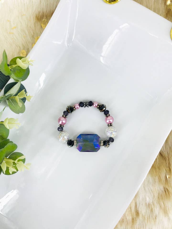 Pulseira Fita de Vidro Big & Bold Coleção Bold - B1463 por atacado de Magnolia & Peach Jewelry Boutique, LLC