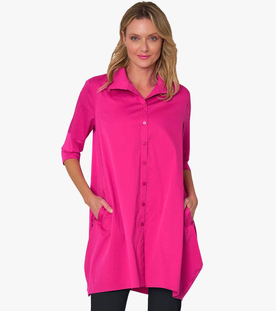 Stella Carakasi - Wholesale Tunic - Women's - Women's 3/4 Sleeve A-Line Cotton Poplin Tiburon Tunic Icon21