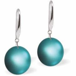 Brincos de Pérola de Cristal Austríaco de 8mm em Turquesa Escura por atacado de Byzantium Collection Ltd