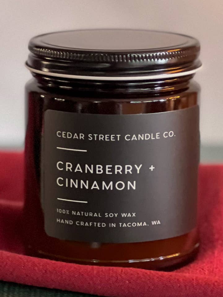 *HOLIDAY* Cranberry + Cinnamon | 7.2 oz Soy Candle for wholesale by Cedar Street Candle Co.