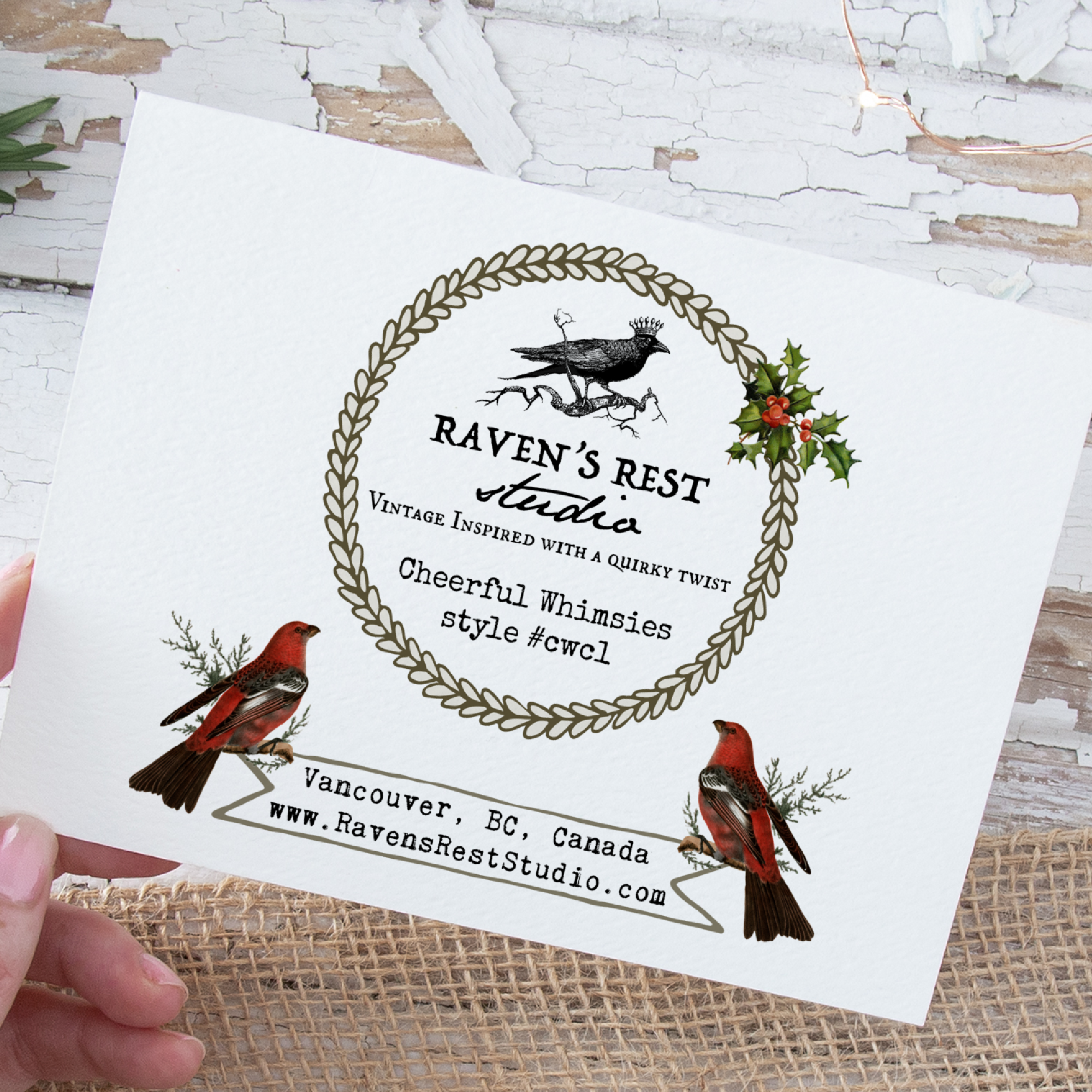 Cheerful Whimsies - Wholesale Christmas Card - Christmas Card. Vintage Cat With Banner.3