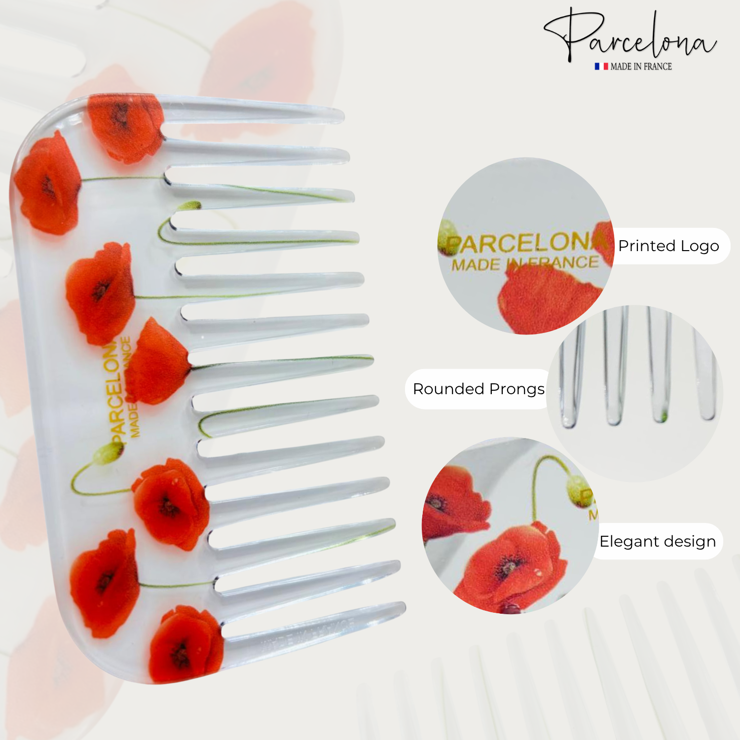 Parcelona - Wholesale Hair Brush/Comb - Parcelona Wide Tooth Comb Tropical Toucan Floral Print Comb for Thick Curly Hair59