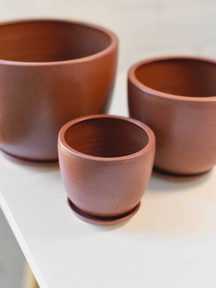 Small Tabletop Planter in Speckled Clay for wholesale by Little Fire Ceramics