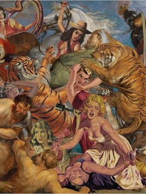 Cat Fight 12x16 for wholesale by Alter Images Art