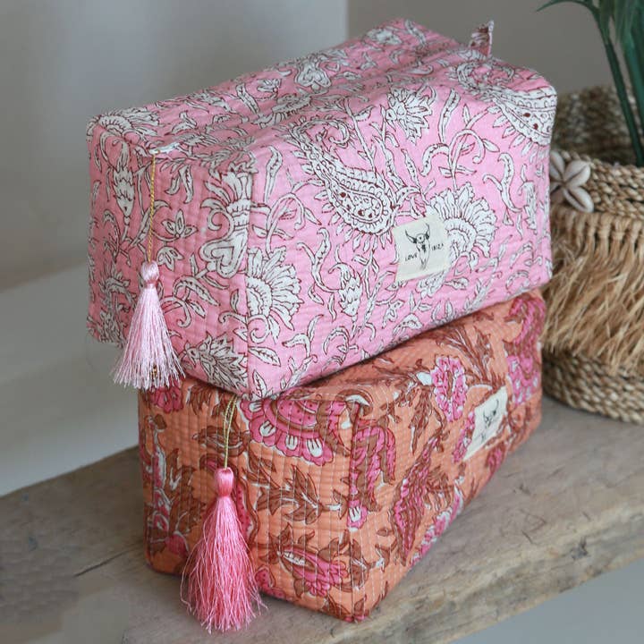 Love Ibiza - Wholesale Toiletry Bag - Women's - Blockprint toilettas Fez french flower M1