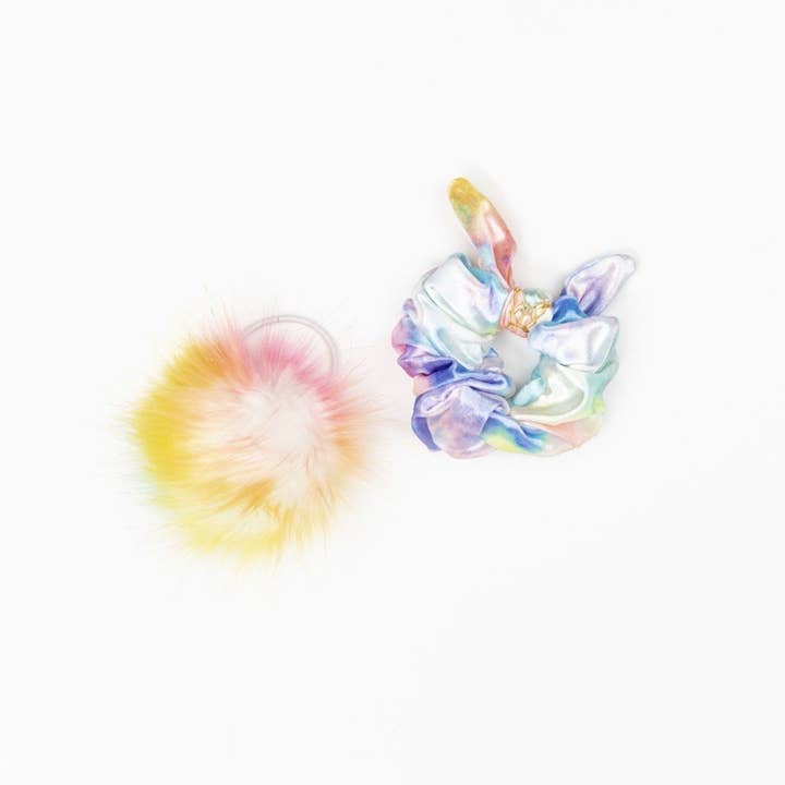 Girls Mini Unicorn Tye Dye Velvet Scrunchie for wholesale by Hunny Bunny Collection