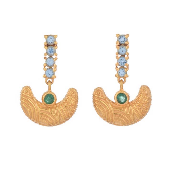 Topaz smaragd guld Vermeil Over 925 Sterling sølv ørering for engroshandel hos Misteerious Seed