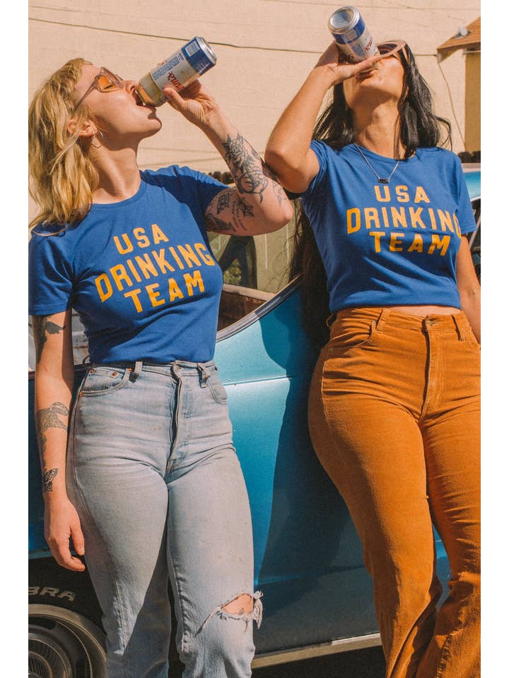 REMOVED BRAND - Wholesale Screen Printed T-Shirt - Women's - USA Drinking Team