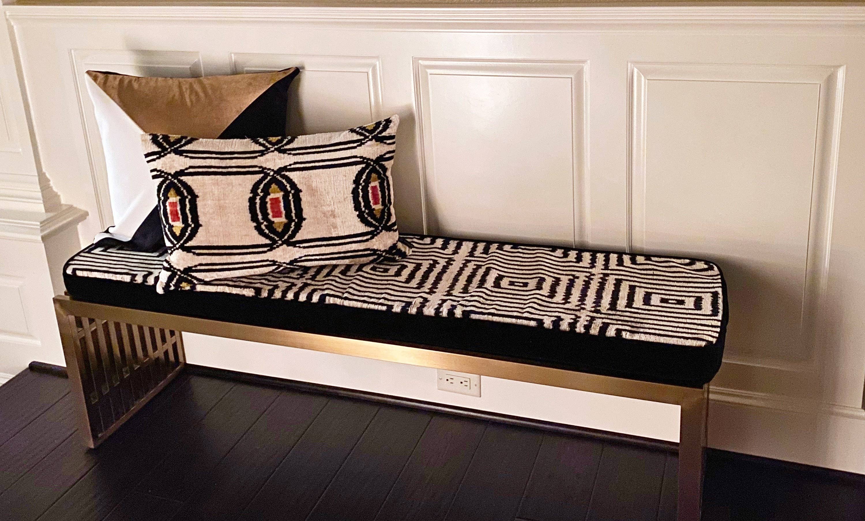 Samarra Home - Wholesale Bench - Custom Ikat Bench Cushion, Silk & Velvet Cushion Cover