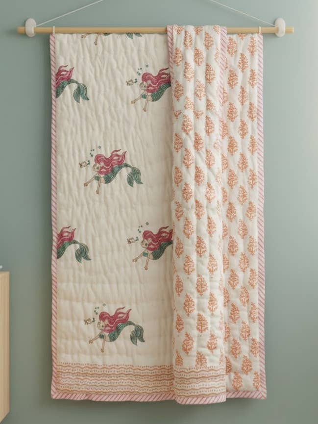 Mermaid Double-Sided 100% Soft Cotton Lightweight Baby Quilt/Blanket for wholesale by Akshu & Ameirah