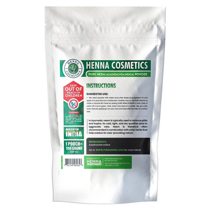 Henna Cosmetics Cypri - Wholesale Skincare Face Mask - Neem Powder (Azadirachta Indica) | 100 Grams (3.53 Oz.) | 100% Organic Supplement For Hair and Skin | Henna Cosmetics1