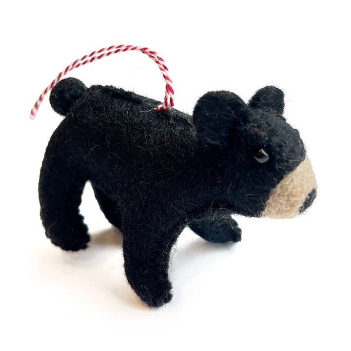 Black Bear Felt Wool Christmas Ornament for wholesale by Ornaments 4 Orphans