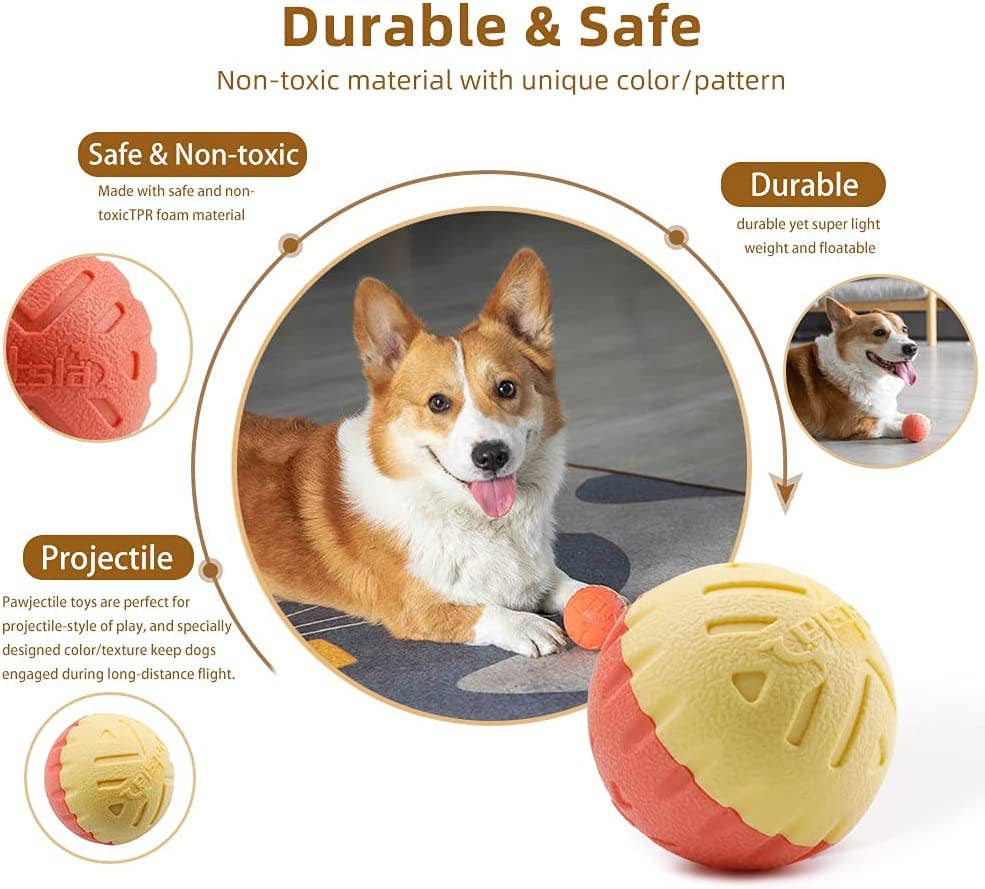 Supreme Housewares - Wholesale Pet Fetch Ball - Dog - Pawjectile Dog Ball Toys Bi-Color Yellow/Pink1