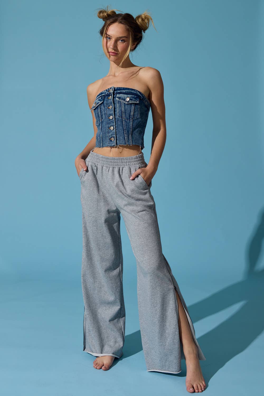 Sauge PP17397 - Sweat d'automne avec fermeture éclair latérale élastique en vente sur Faire1