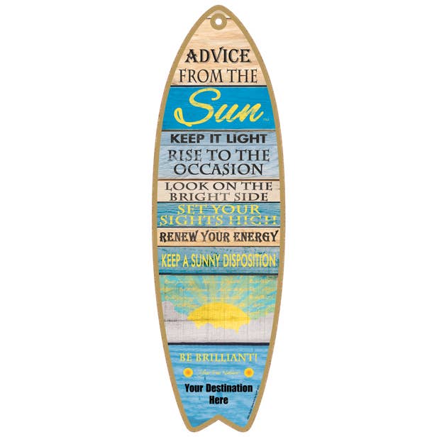 Sun/Advice from - Placas de madera para tablas de surf, estilo letrero/tabla para venta al por mayor de SJT Enterprises, Inc.