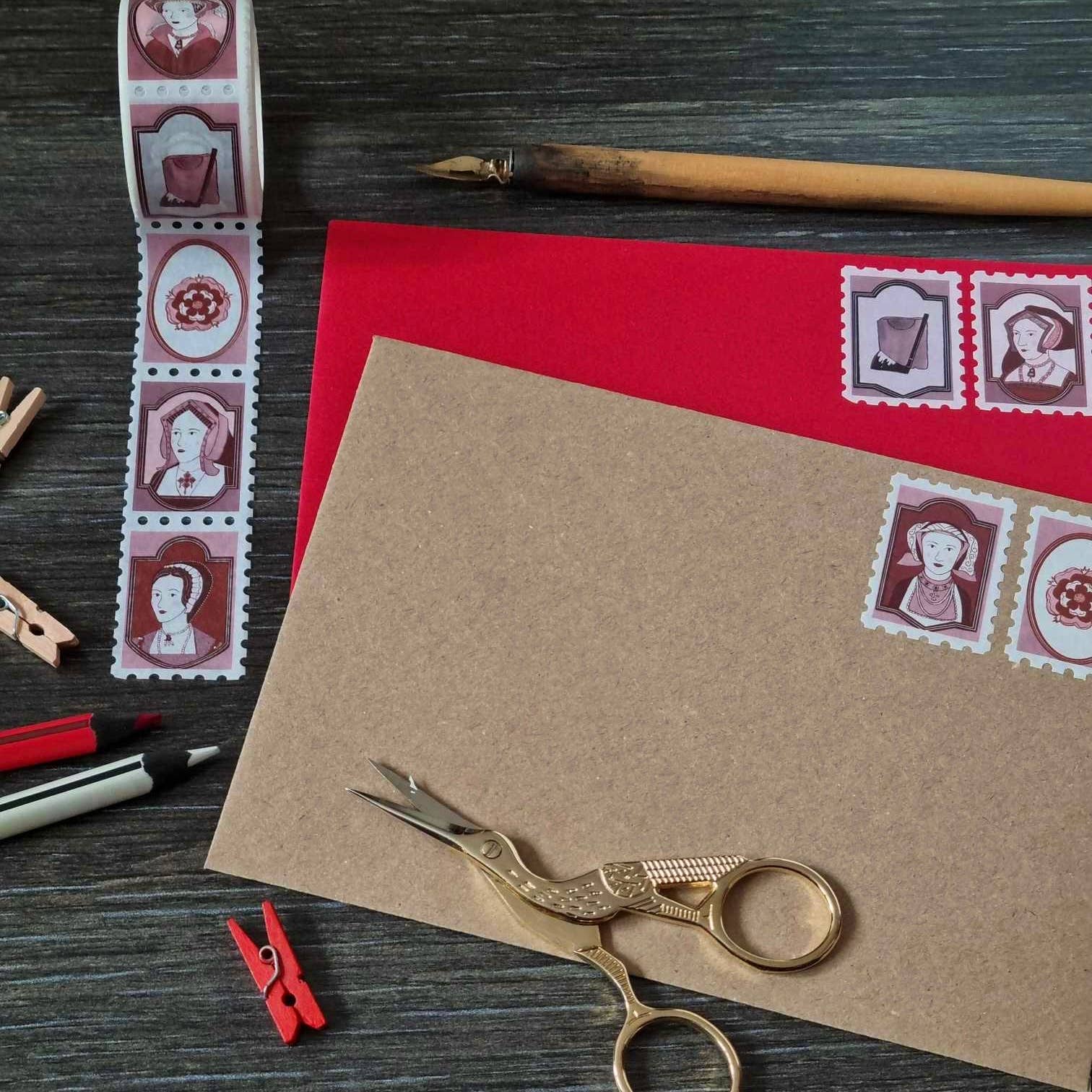 Laura Crow Illustration – wholesale Washi tape – Six Wives of Henry VIII The Tudors Stamp Washi Tape3