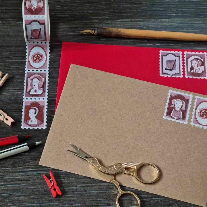 Laura Crow Illustration – wholesale Washi tape – Six Wives of Henry VIII The Tudors Stamp Washi Tape3