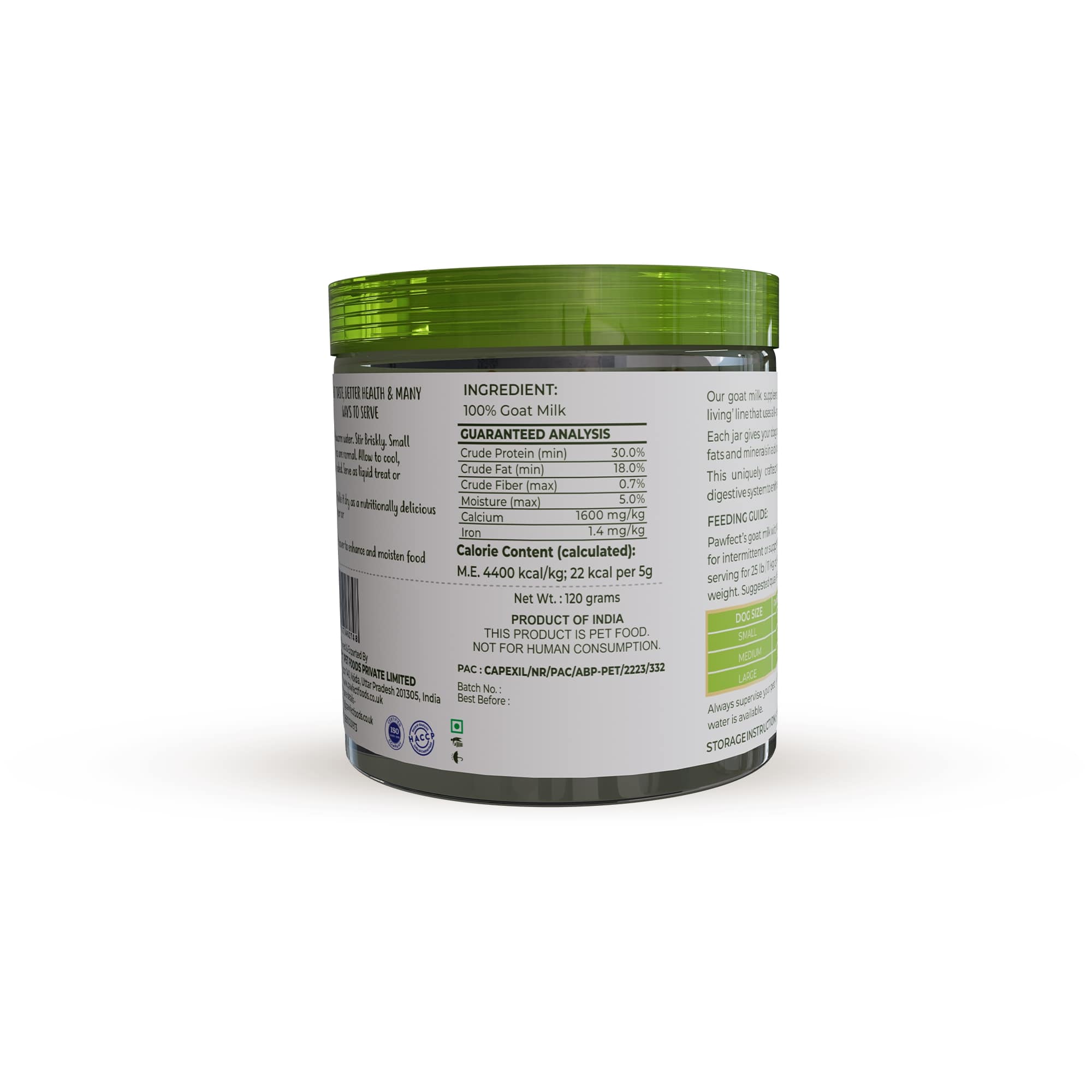 Finest Petfoods - Wholesale Pet Supplement - Dog - Pawfect Dog Goat Milk Plain 120 gr.1