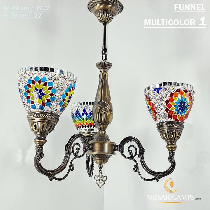 Mosaic Lamps – Candeeiro/lâmpada suspensa por atacado – Mosaico 3 Globo Feito à Mão Turco Marroquino Árabe Oriental Boh29