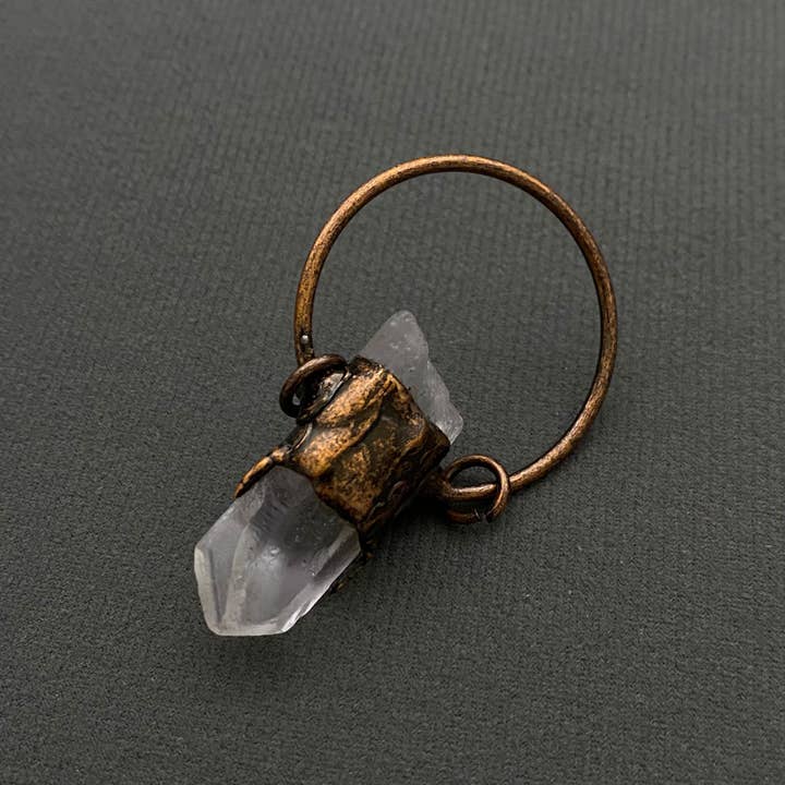 Mio Queena - Wholesale Spiritual Stone/Crystal - Vintage Inlaid Amethyst White Crystal Pendant - CS1