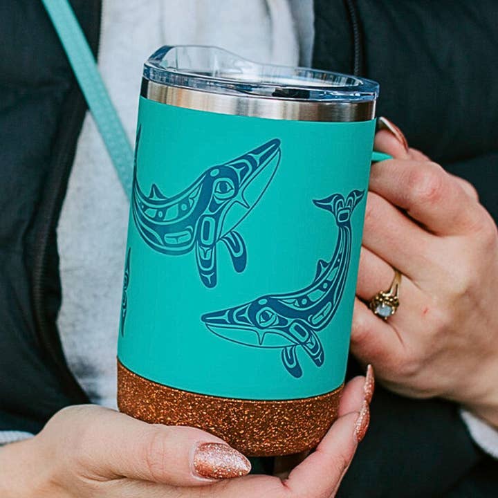 Tasse de voyage avec poignée avec design indigène contemporain (16) pour la vente par Made By Humans Designs