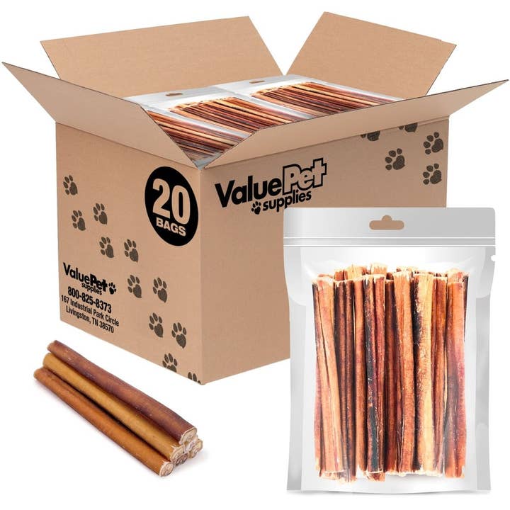 ValueBull Bully Sticks for Dogs, Medium 6 Inch, 400 Count RESALE PACKS (20 x 20 Count) for wholesale by Value Pet Supplies