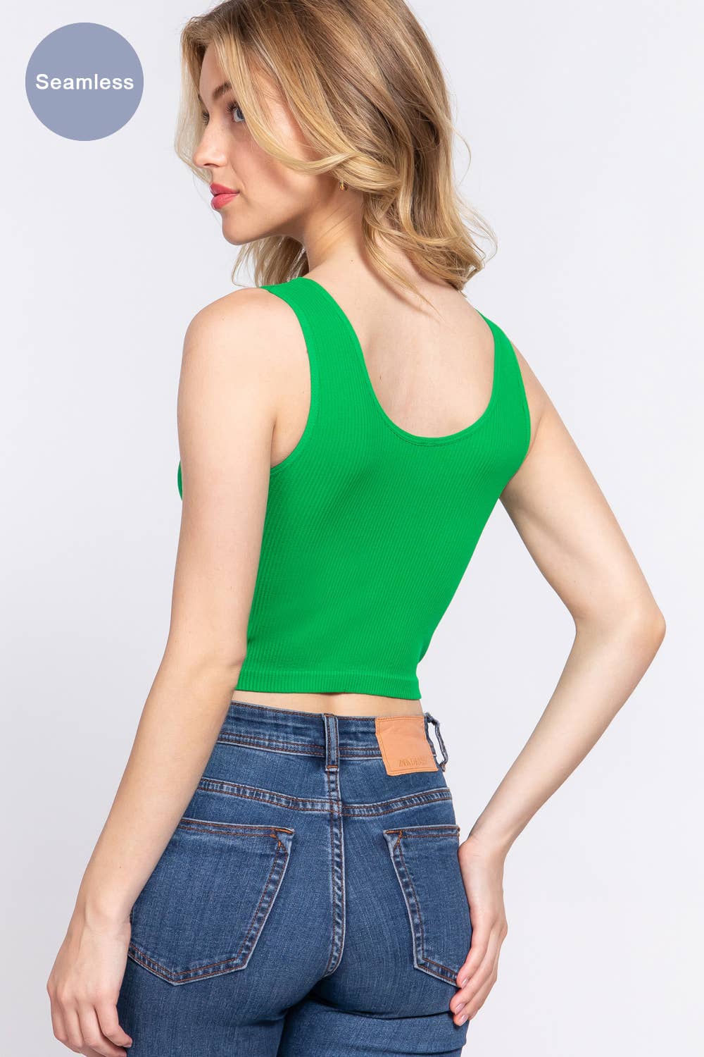 Active Basic | Active USA - Wholesale Tank Top - Women's - Reversible V-neck/round Neck Seamless Crop Tank     15