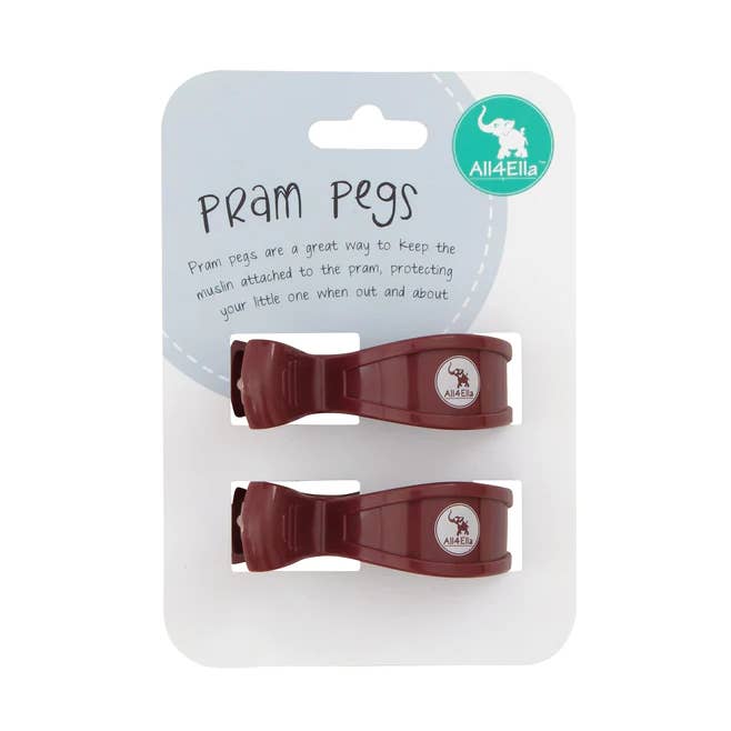 Pram Pegs 2pk - Burgundy for wholesale by All4Ella