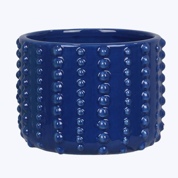 Ceramic Blue Beaded Pot Nautical for wholesale by Young's