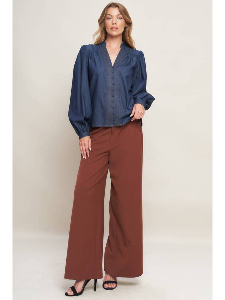 DARK INDIGO A lightweight denim top - IT13872 for wholesale on Faire5