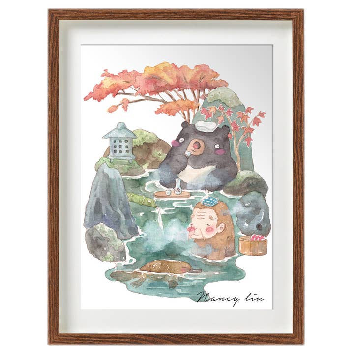 Hot Spring | Watercolour Art Print for wholesale by NananStudio
