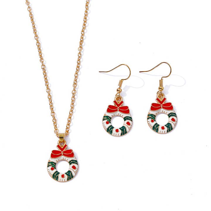 Gemscape UK - Wholesale Jewelry Set - Christmas Jewellery Set - Mittens & Wraith Necklace & Studs1