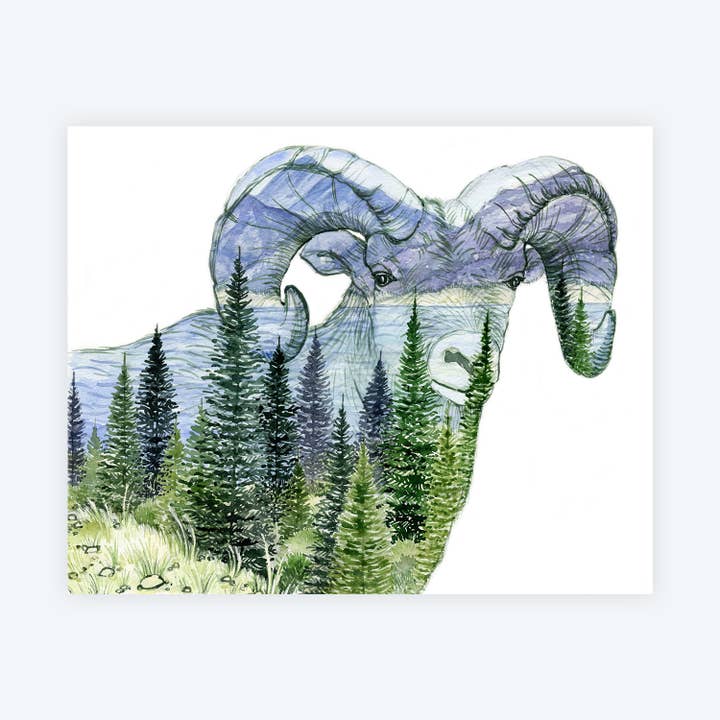 Impressão artística em aquarela The Ram por atacado de Elena Markelova Arts