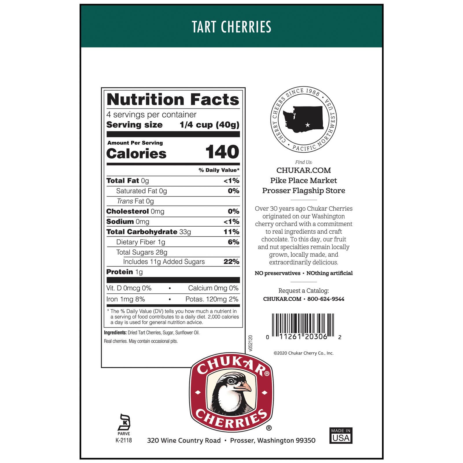 Chukar Cherry Company - Wholesale Dried/Dehydrated Fruit - 5.4 oz Tart Cherries3