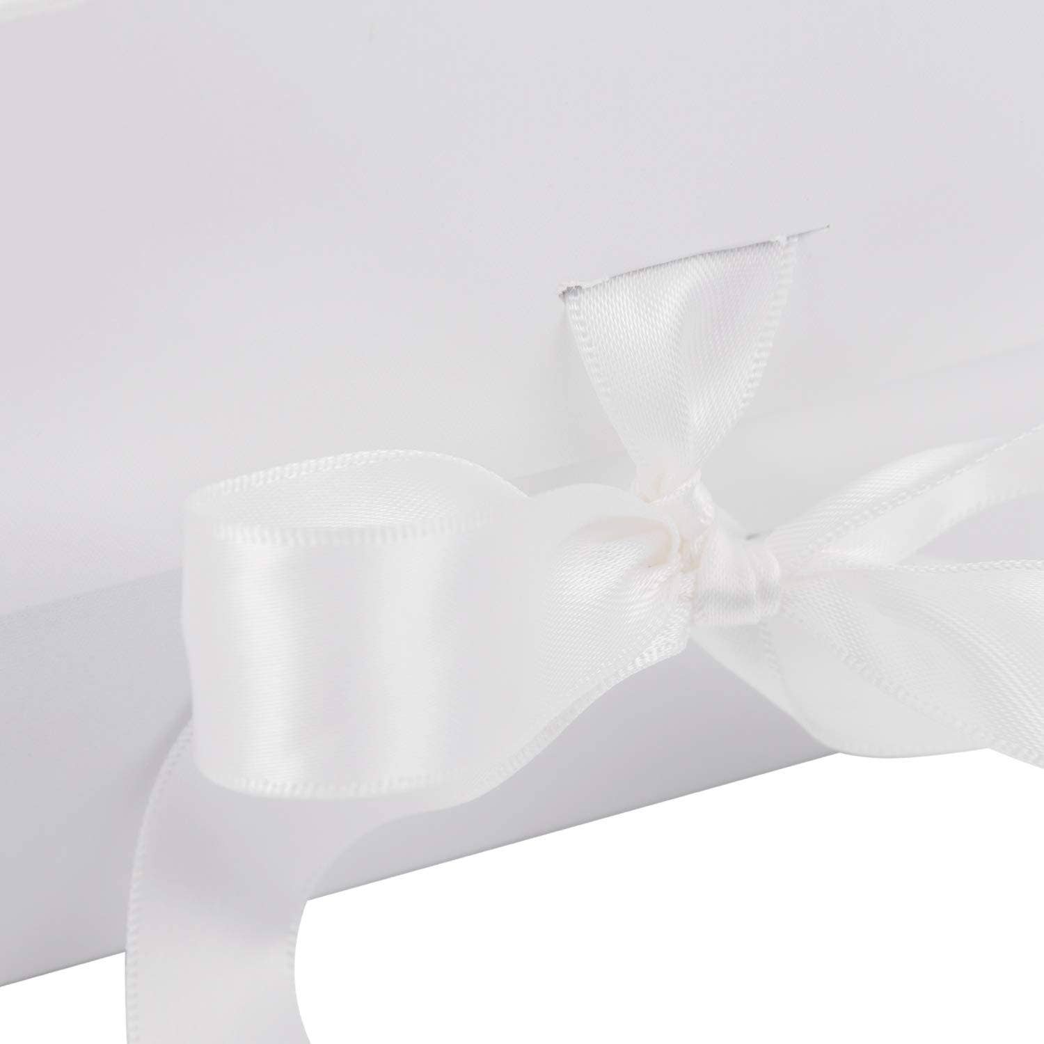 LA Ribbons Wholesale – wholesale Gift box – 8" x 8" x 4" Collapsible Gift Box w/ Satin Ribbon & Magnetic | White2