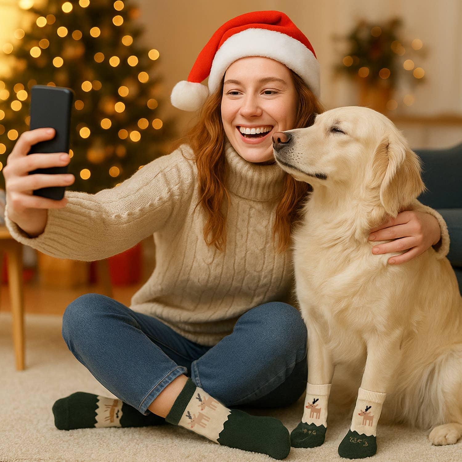 The American Gift Company (TAGCO) - Wholesale Pet Socks - Dog - Christmas 2025 Matching Pet & Human Fun Socks - Reindeer Run2