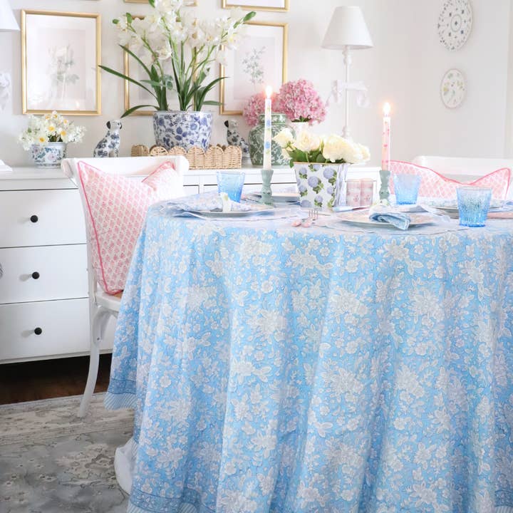 Pretty Homestyle - Wholesale Tablecloth - Anna blue round Tablecloth1