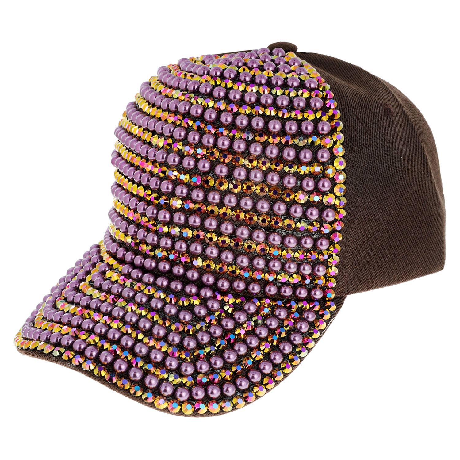 SP Sophia Collection - Wholesale Baseball Cap - Women's - Iridescent Rhinestone & Pearl Bling Baseball Cap11