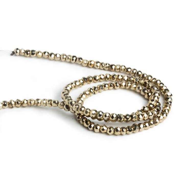Rondelles facettées en pyrite de 3,5 mm, 16 pouces, 140 perles pour la vente par The Bead Traders