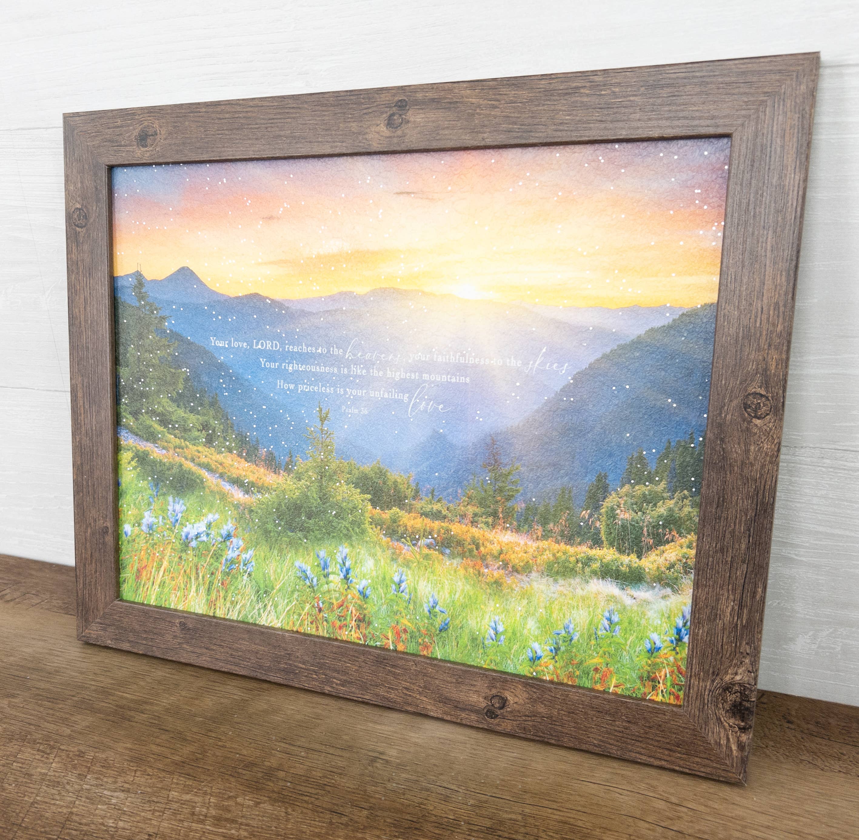 Summer Snow Art - Vente Pancarte - Panneau artistique chrétien « Votre amour atteint les montagnes du ciel »2