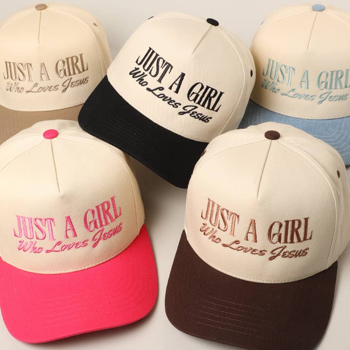 Just A Girl Who Loves Jesus Embroidery Trucker Hat for wholesale by Fashion City
