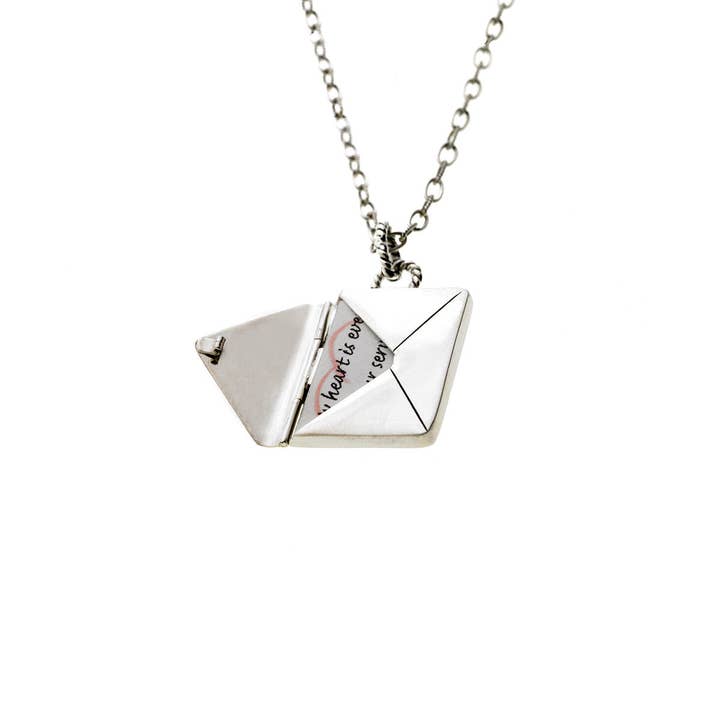 Love Letters Sterling Silver Envelope Necklace for wholesale by Cynthia Gale New York