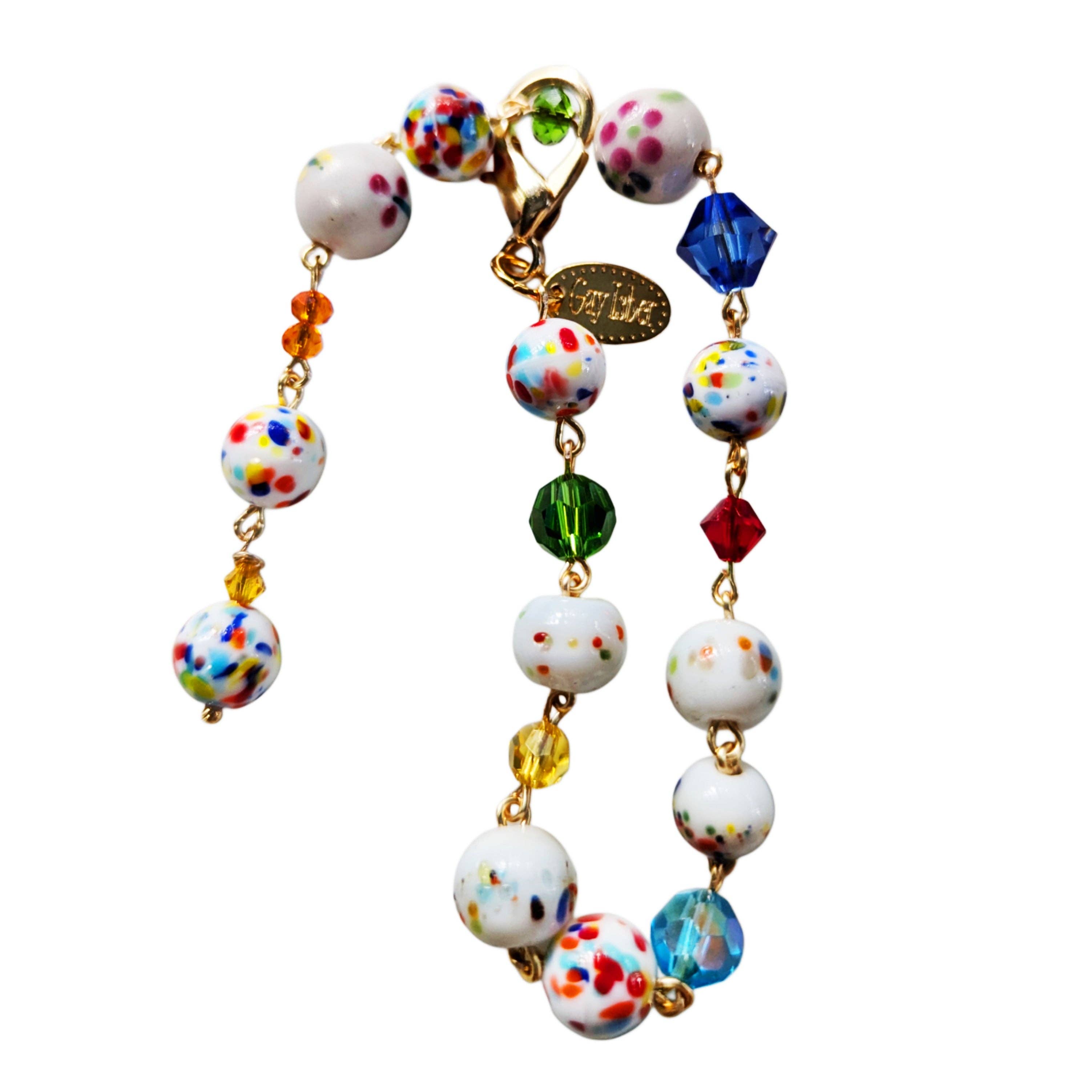 Gay Isber Designs – wholesale Beaded bracelet – Hand linked Rainbow Colorful Dot Porcelain Bead Bracelet with crystals - Classic and Timeless Design by Award-Winning Artist Sugar Gay Isber (Copy)1