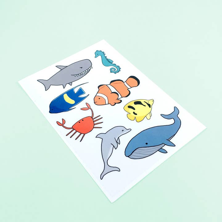 Tom Hardwick - Wholesale Temporary Tattoo - Ocean Animals Temporary Tattoo Sheet