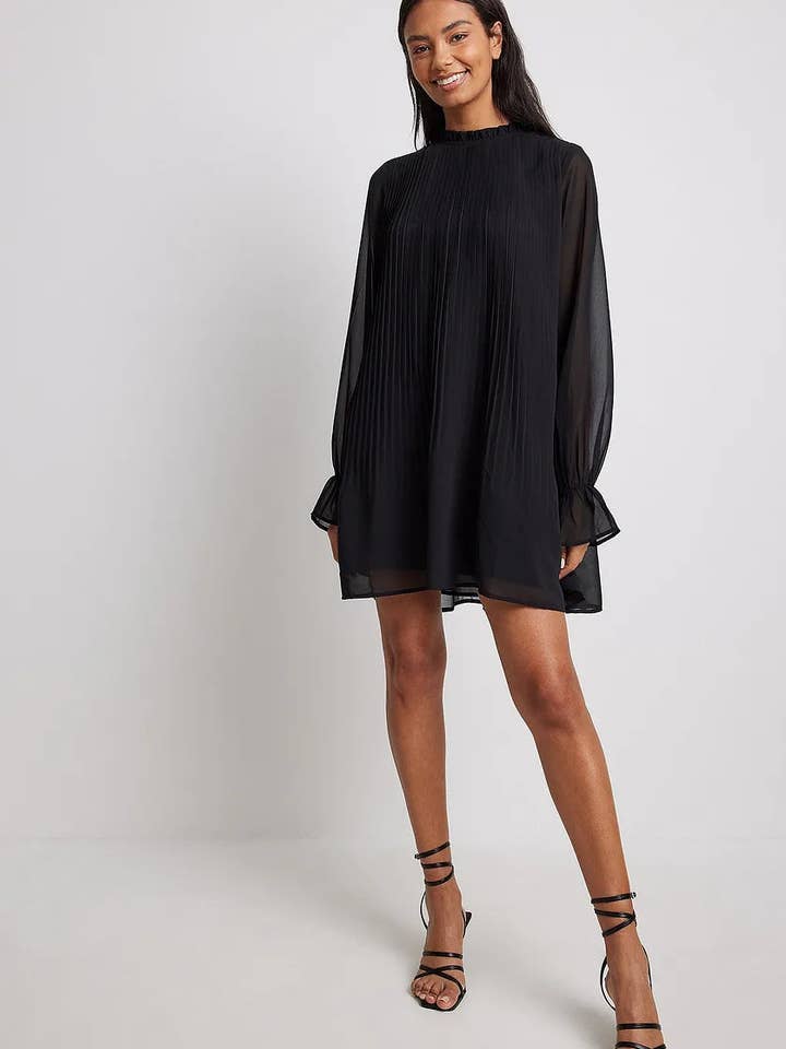Black Mini Pleated Dress for wholesale by STYLE INSTANT