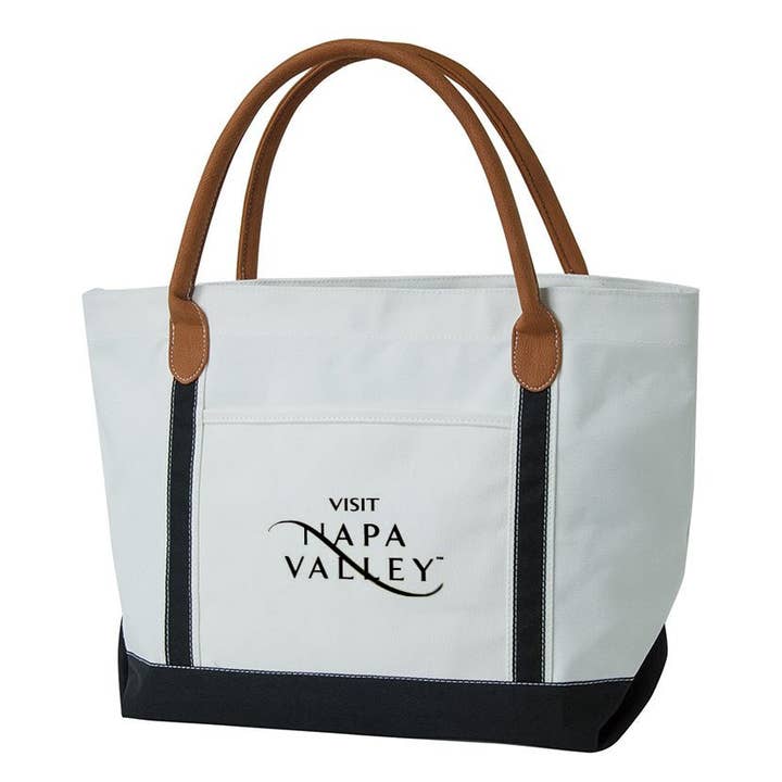 Custom 18 Oz. Canvas Boat Tote With Vegan Leather for wholesale by Mercantile 12
