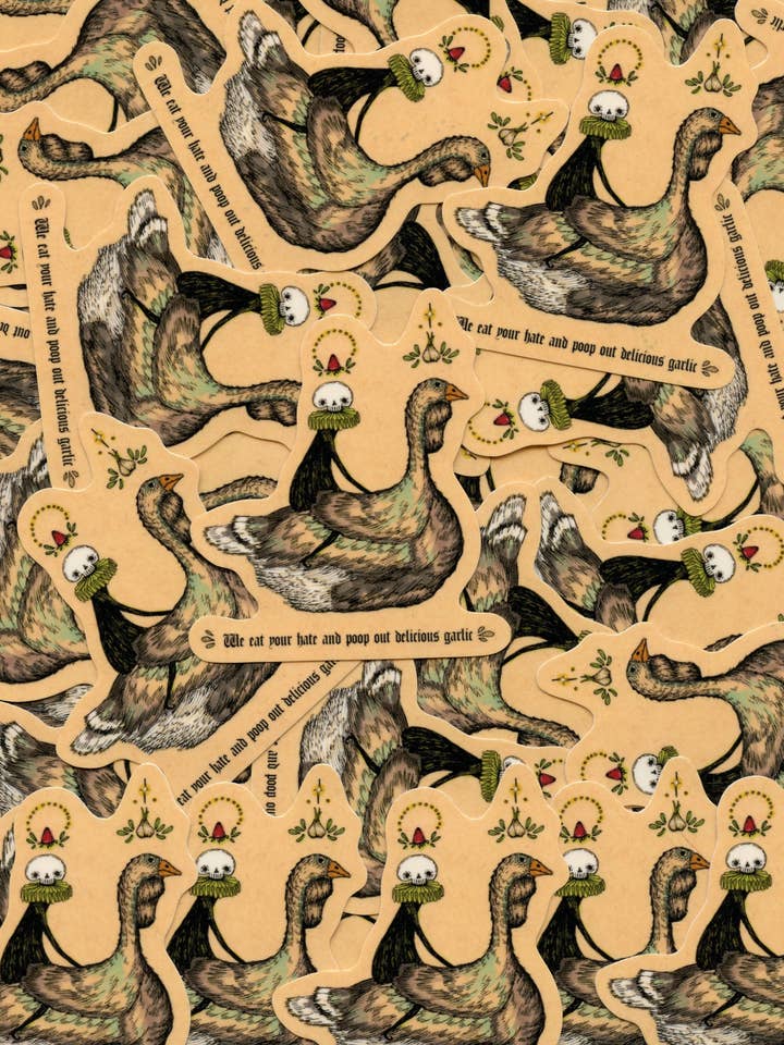 Delicious Garlic 3" Glossy Vinyl Sticker - Pack of Ten for wholesale by Barnacles and Moss