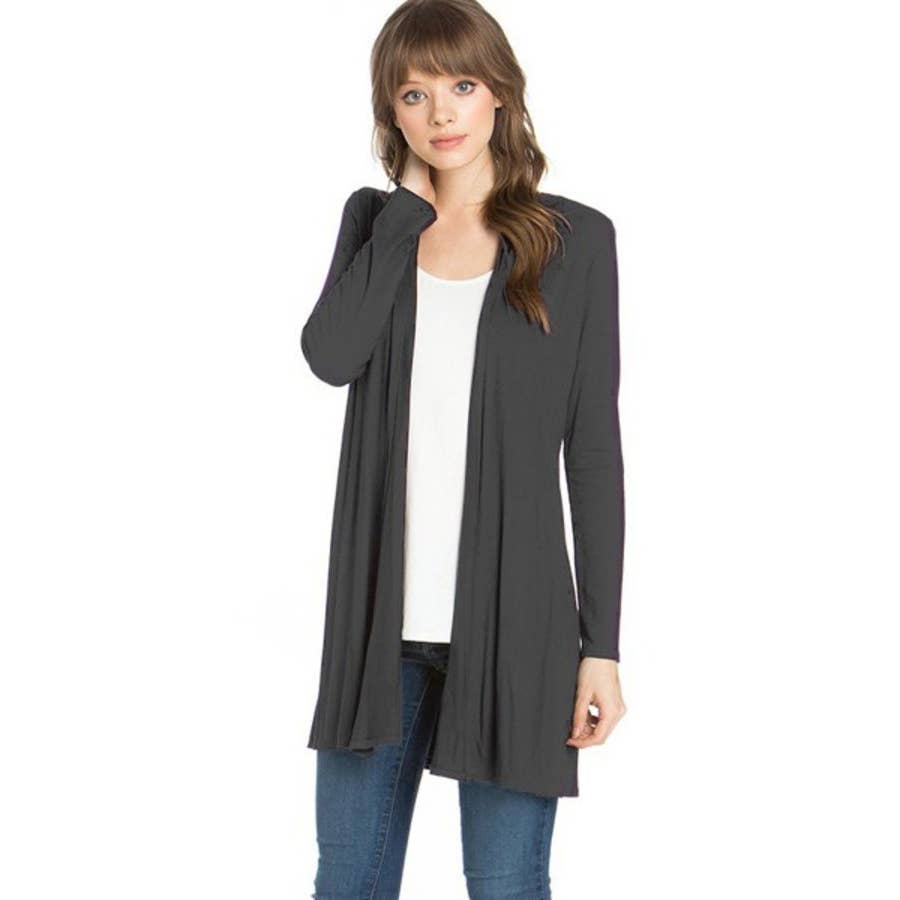 Azules Clothing - Venta al por mayor Cárdigan - Mujer - Cárdigan drapeado de manga larga con parte delantera abierta38