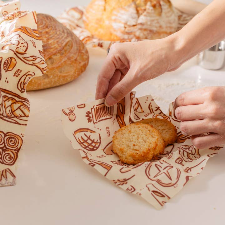 Bee's Wrap - Wholesale Food Storage Wrap/Bag - New! Bakery Lane - Assorted 3 Pack - Seasonal Print4